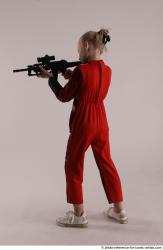 Woman Young Athletic White Fighting with gun Standing poses Army